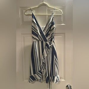 Sage Dress Wrap Blue White Stripe